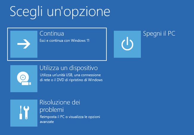 schermata ripristino windows 11